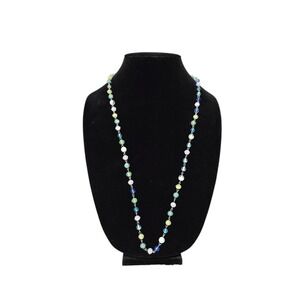 Beaded‎ Necklace Pastel Green Blue Lavender Round Bead Strand Jewelry